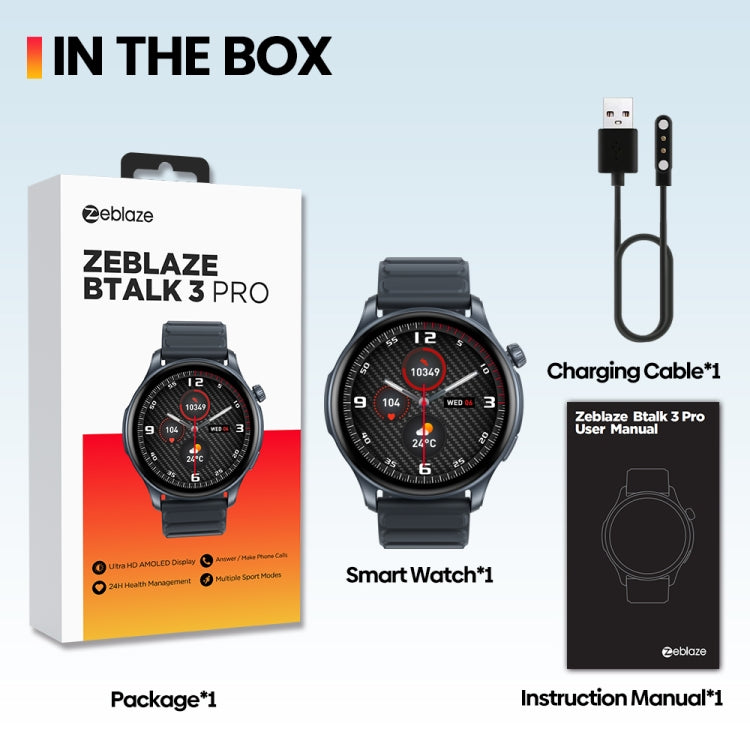 Zeblaze Btalk 3 Pro 1.43 inch BT5.2 Fitness Wellness Smart Watch, Support Bluetooth Call / Sleep / Blood Oxygen / Heart Rate / Blood Pressure Health Monitor(Black) - Smart Watches by Zeblaze | Online Shopping South Africa | PMC Jewellery