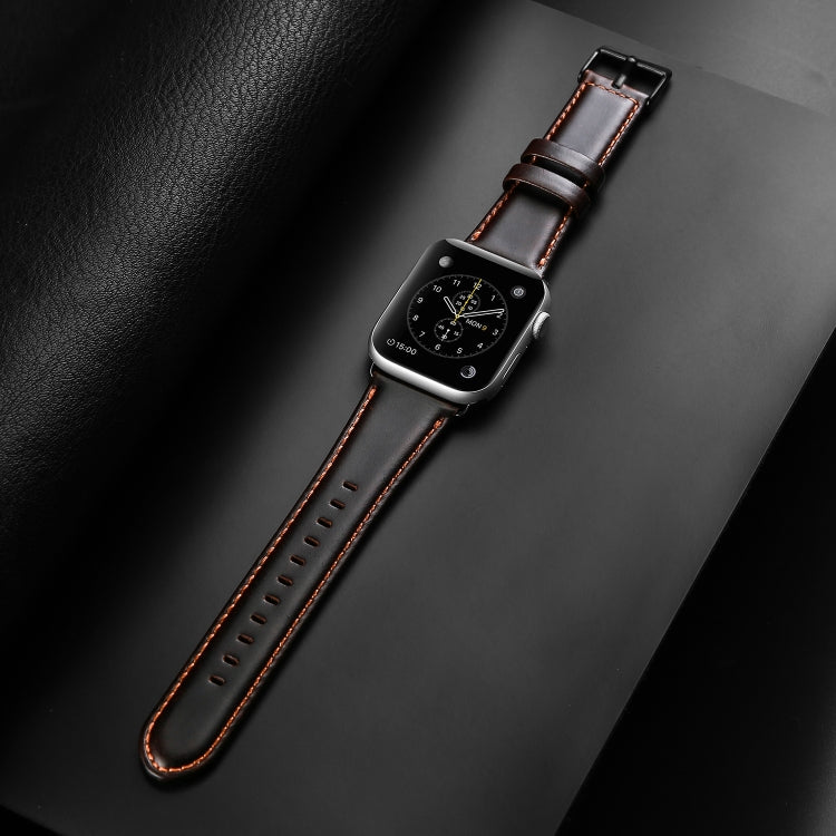 For Apple Watch Ultra 49mm DUX DUCIS Business Genuine Leather Watch Strap(Coffee) - Watch Bands by DUX DUCIS | Online Shopping South Africa | PMC Jewellery | Buy Now Pay Later Mobicred