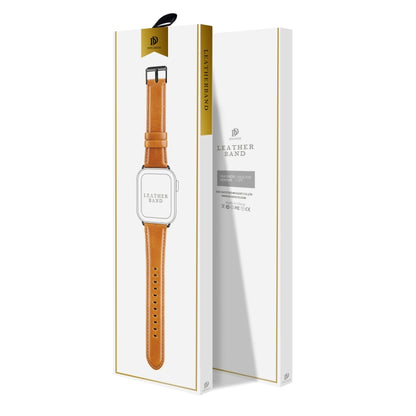 For Apple Watch SE 40mm DUX DUCIS Business Genuine Leather Watch Strap(Khaki) - Watch Bands by DUX DUCIS | Online Shopping South Africa | PMC Jewellery | Buy Now Pay Later Mobicred