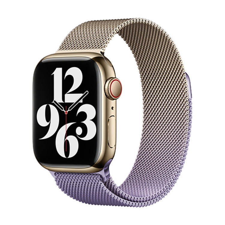 For Apple Watch Series 9 41mm Milan Gradient Loop Magnetic Buckle Watch Band(Gold Lavender) - Watch Bands by PMC TechLife | Online Shopping South Africa | PMC TechLife