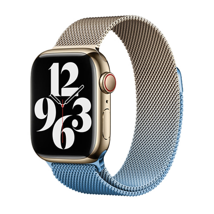 For Apple Watch 42mm Milan Gradient Loop Magnetic Buckle Watch Band(Gold Blue) - Watch Bands by PMC TechLife | Online Shopping South Africa | PMC TechLife