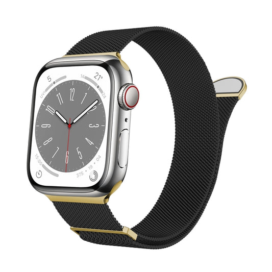 For Apple Watch Series 8 41mm Two Color Milanese Loop Magnetic Watch Band(Black Gold) - Watch Bands by PMC Jewellery | Online Shopping South Africa | PMC Jewellery