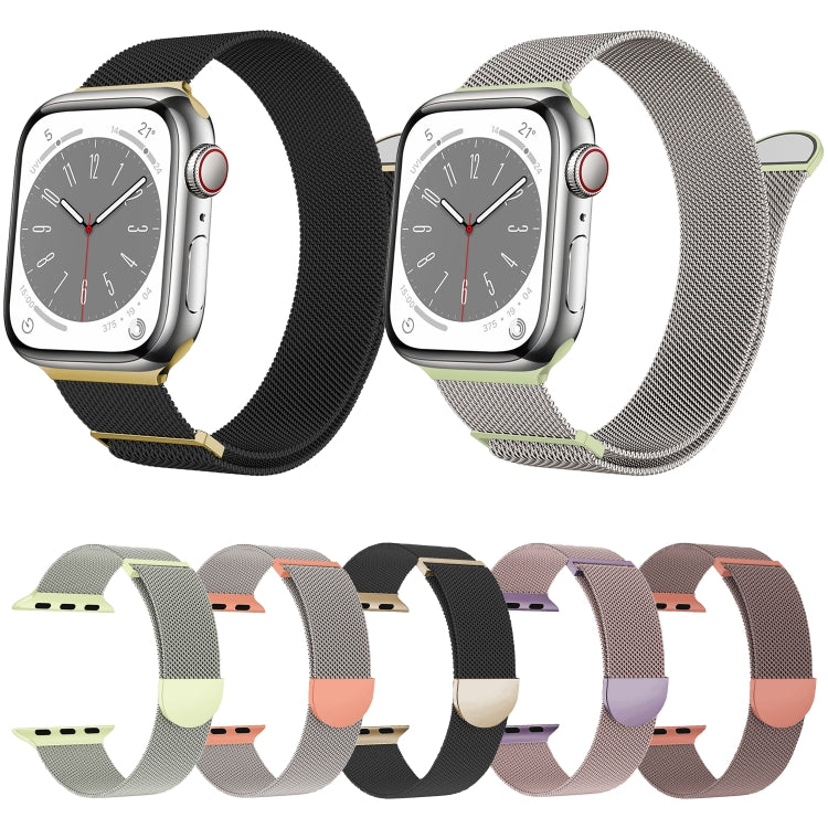 For Apple Watch Series 3 42mm Two Color Milanese Loop Magnetic Watch Band(Pink Orange) - Watch Bands by PMC Jewellery | Online Shopping South Africa | PMC Jewellery