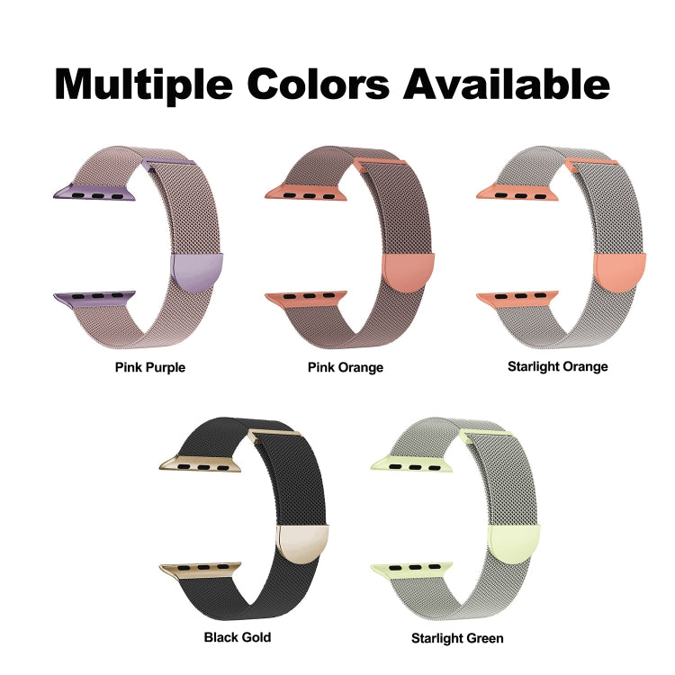 For Apple Watch Series 5 40mm Two Color Milanese Loop Magnetic Watch Band(Starlight Orange) - Watch Bands by PMC Jewellery | Online Shopping South Africa | PMC Jewellery