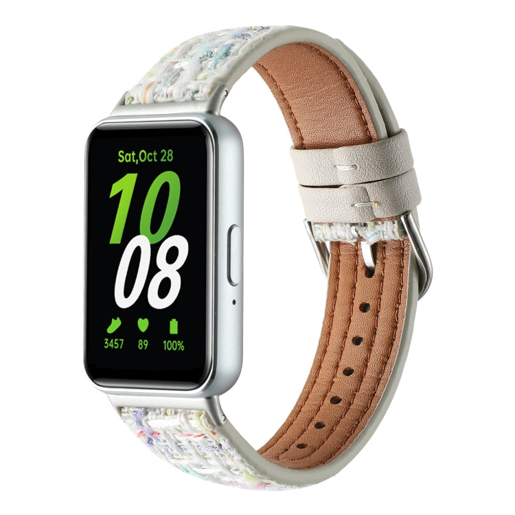 For Samsung Galaxy Fit 3 Woolen Leather Watch Band(Colorful White) - Watch Bands by PMC TechLife | Online Shopping South Africa | PMC TechLife