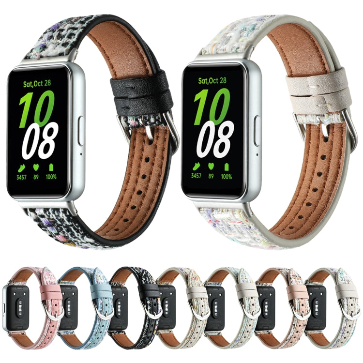 For Samsung Galaxy Fit 3 Woolen Leather Watch Band(Pink) - Watch Bands by PMC TechLife | Online Shopping South Africa | PMC TechLife | Buy Now Pay Later Mobicred