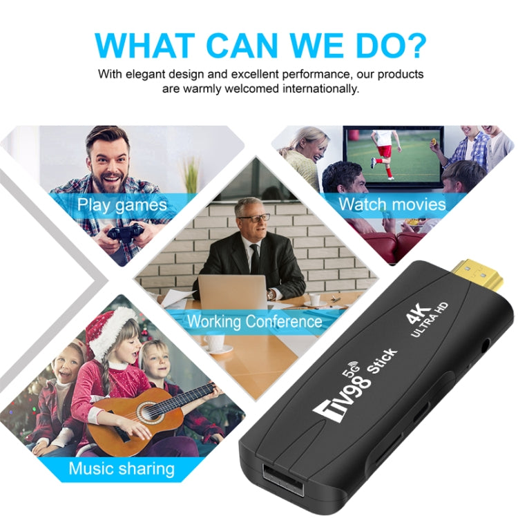 TV98 Rockchip 3228A Quad Core 4K HD Bluetooth Android TV Stick, RAM:2GB+16GB(EU Plug) - Android TV Sticks by PMC Jewellery | Online Shopping South Africa | PMC Jewellery | Buy Now Pay Later Mobicred