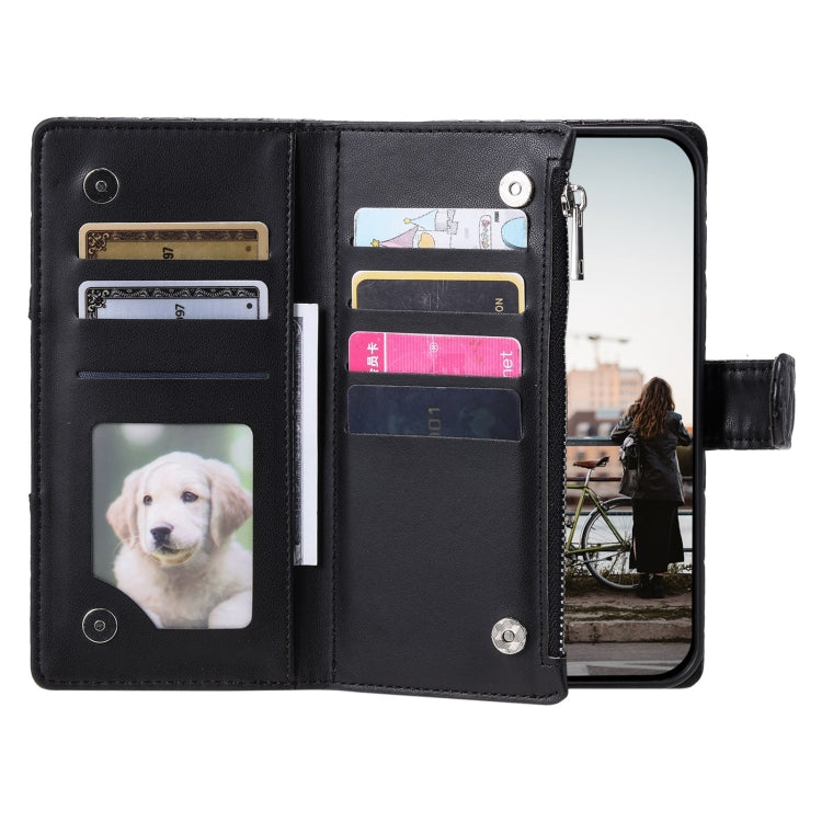 For Google Pixel 8 Glitter Lattice Zipper Wallet Leather Phone Case(Black) - Google Cases by PMC TechLife | Online Shopping South Africa | PMC TechLife | Buy Now Pay Later Mobicred