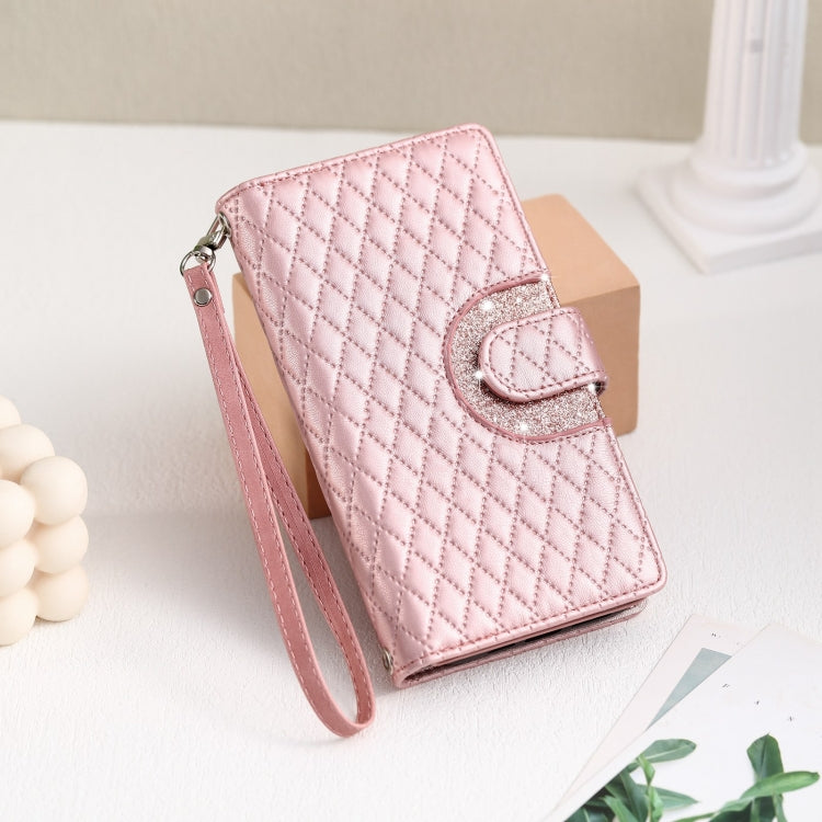 For Google Pixel 8 Glitter Lattice Zipper Wallet Leather Phone Case(Rose Gold) - Google Cases by PMC Jewellery | Online Shopping South Africa | PMC Jewellery | Buy Now Pay Later Mobicred