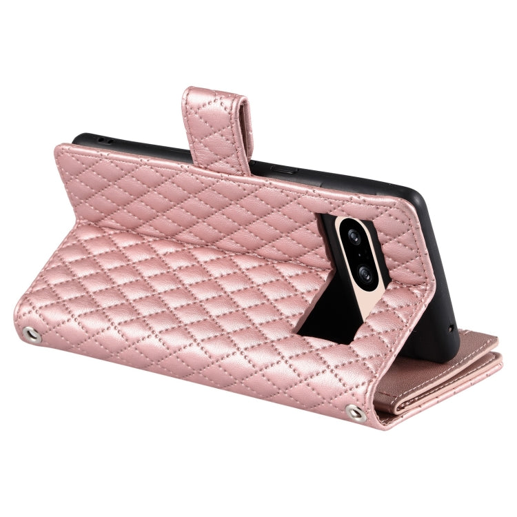 For Google Pixel 8 Glitter Lattice Zipper Wallet Leather Phone Case(Rose Gold) - Google Cases by PMC Jewellery | Online Shopping South Africa | PMC Jewellery | Buy Now Pay Later Mobicred