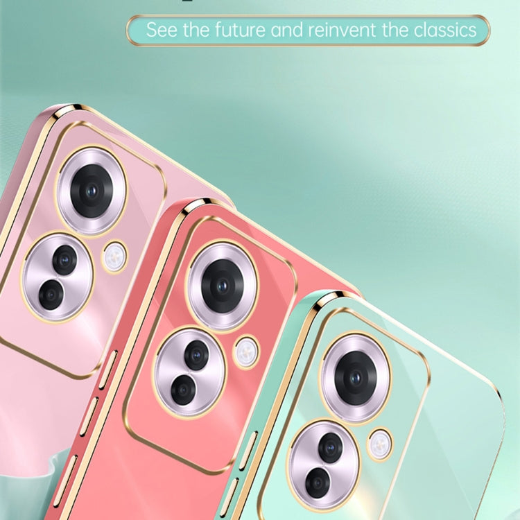 For OPPO Reno11 F XINLI Straight Edge 6D Electroplate TPU Phone Case(White) - Reno11 F Cases by XINLI | Online Shopping South Africa | PMC Jewellery | Buy Now Pay Later Mobicred