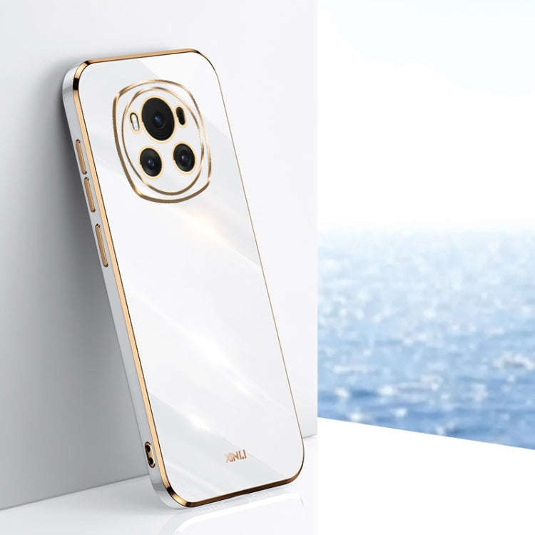 For Honor Magic6 5G XINLI Straight 6D Plating Gold Edge TPU Phone Case(White) - Honor Cases by XINLI | Online Shopping South Africa | PMC Jewellery | Buy Now Pay Later Mobicred