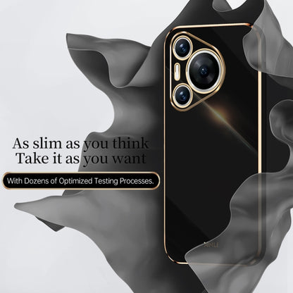 For Huawei Pura 70 XINLI Straight 6D Plating Gold Edge TPU Phone Case(Black) - Huawei Cases by XINLI | Online Shopping South Africa | PMC Jewellery | Buy Now Pay Later Mobicred