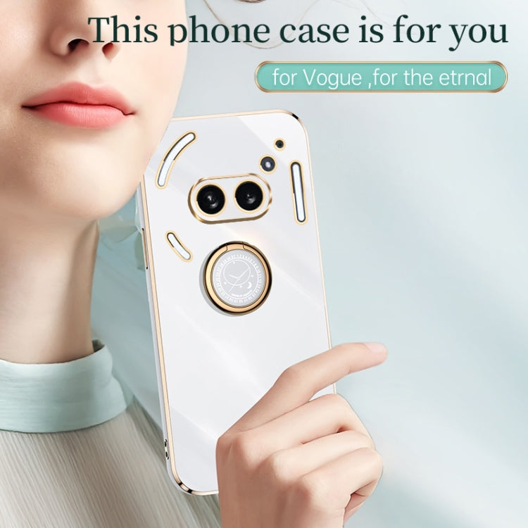 For Nothing Phone 2A XINLI Straight Edge 6D Electroplate TPU Phone Case with Ring Holder(White) - More Brand by XINLI | Online Shopping South Africa | PMC Jewellery | Buy Now Pay Later Mobicred