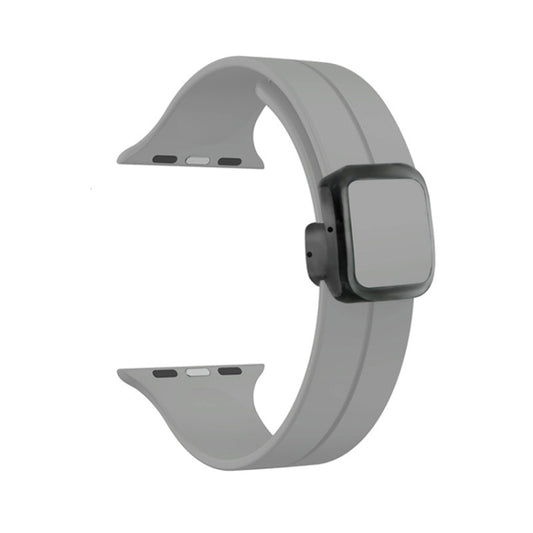 For Apple Watch SE 2023 44mm Magnetic Square Buckle Silicone Watch Band(Cloud Gray) - Watch Bands by PMC Jewellery | Online Shopping South Africa | PMC Jewellery