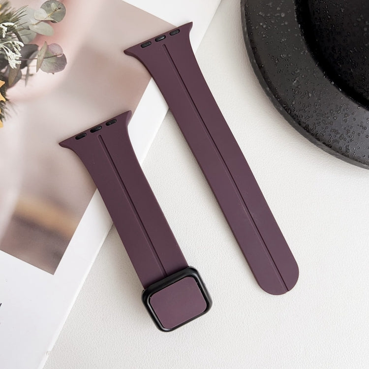 For Apple Watch SE 2023 40mm Magnetic Square Buckle Silicone Watch Band(Fruit Purple) - Watch Bands by PMC Jewellery | Online Shopping South Africa | PMC Jewellery