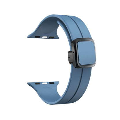 For Apple Watch Ultra 49mm Magnetic Square Buckle Silicone Watch Band(Blue) - Watch Bands by PMC Jewellery | Online Shopping South Africa | PMC Jewellery