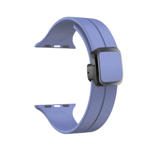 For Apple Watch Series 8 41mm Magnetic Square Buckle Silicone Watch Band(Lilacs Purple) - Watch Bands by PMC Jewellery | Online Shopping South Africa | PMC Jewellery