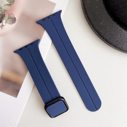 For Apple Watch SE 2022 40mm Magnetic Square Buckle Silicone Watch Band(Midnight Blue) - Watch Bands by PMC Jewellery | Online Shopping South Africa | PMC Jewellery