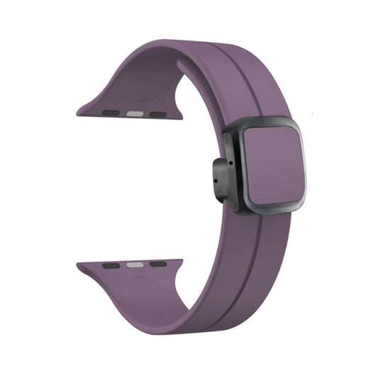 For Apple Watch Series 7 45mm Magnetic Square Buckle Silicone Watch Band(Fruit Purple) - Watch Bands by PMC Jewellery | Online Shopping South Africa | PMC Jewellery