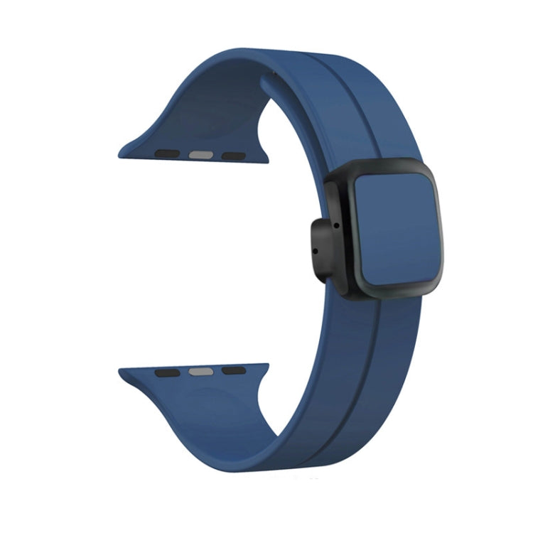 For Apple Watch Series 7 45mm Magnetic Square Buckle Silicone Watch Band(Midnight Blue) - Watch Bands by PMC Jewellery | Online Shopping South Africa | PMC Jewellery