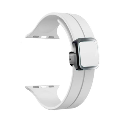 For Apple Watch Series 6 40mm Magnetic Square Buckle Silicone Watch Band(White) - Watch Bands by PMC Jewellery | Online Shopping South Africa | PMC Jewellery