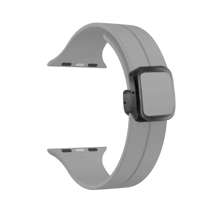 For Apple Watch Series 5 44mm Magnetic Square Buckle Silicone Watch Band(Cloud Gray) - Watch Bands by PMC TechLife | Online Shopping South Africa | PMC TechLife
