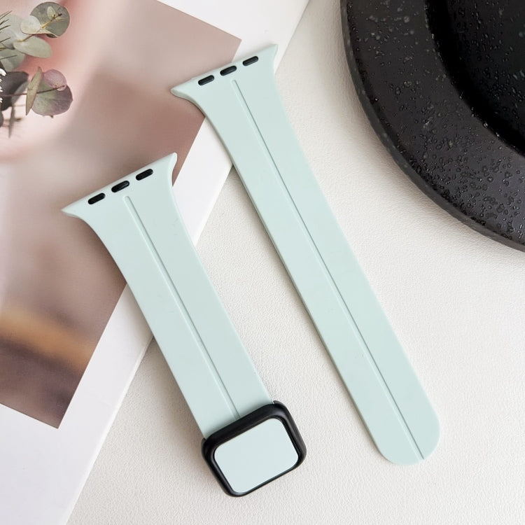 For Apple Watch Series 5 40mm Magnetic Square Buckle Silicone Watch Band(Sapphire Blue) - Watch Bands by PMC Jewellery | Online Shopping South Africa | PMC Jewellery