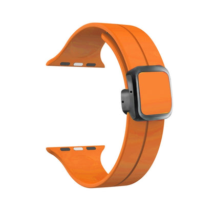 For Apple Watch Series 4 40mm Magnetic Square Buckle Silicone Watch Band(Orange) - Watch Bands by PMC Jewellery | Online Shopping South Africa | PMC Jewellery