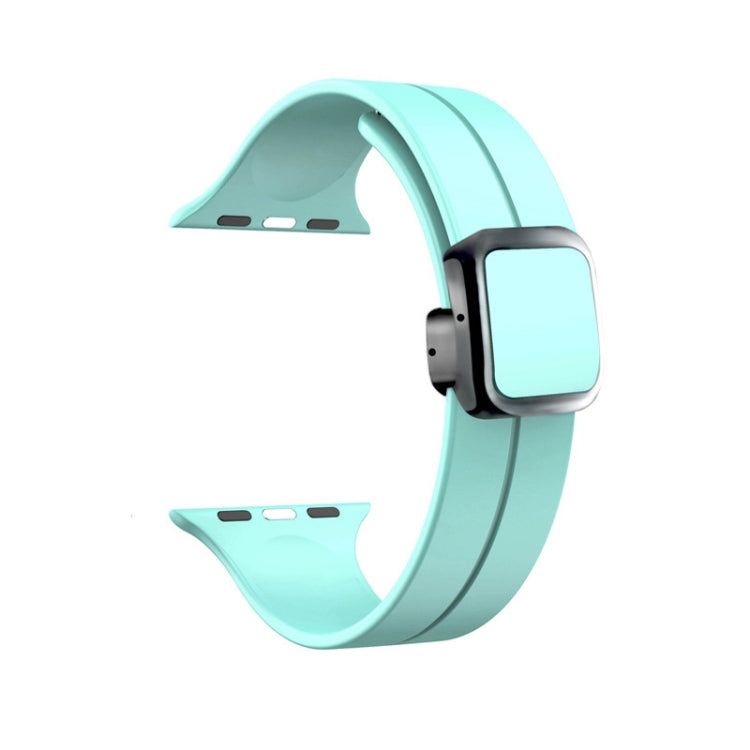 For Apple Watch Series 3 42mm Magnetic Square Buckle Silicone Watch Band(Sapphire Blue) - Watch Bands by PMC Jewellery | Online Shopping South Africa | PMC Jewellery