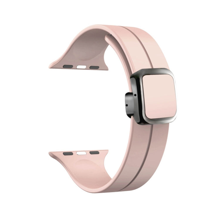 For Apple Watch Series 3 42mm Magnetic Square Buckle Silicone Watch Band(Sand Pink) - Watch Bands by PMC Jewellery | Online Shopping South Africa | PMC Jewellery