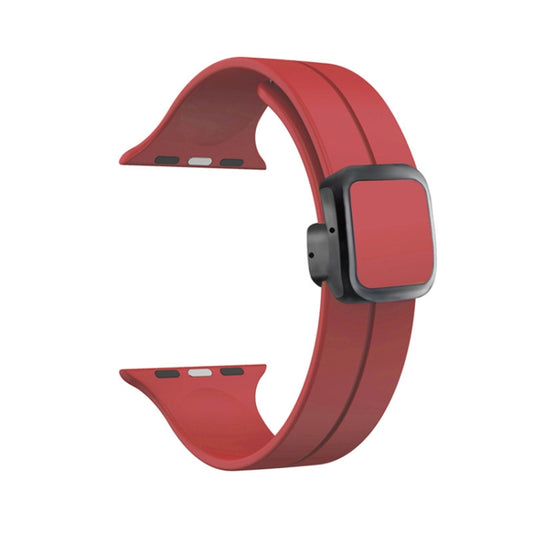 For Apple Watch Series 2 42mm Magnetic Square Buckle Silicone Watch Band(Red) - Watch Bands by PMC Jewellery | Online Shopping South Africa | PMC Jewellery