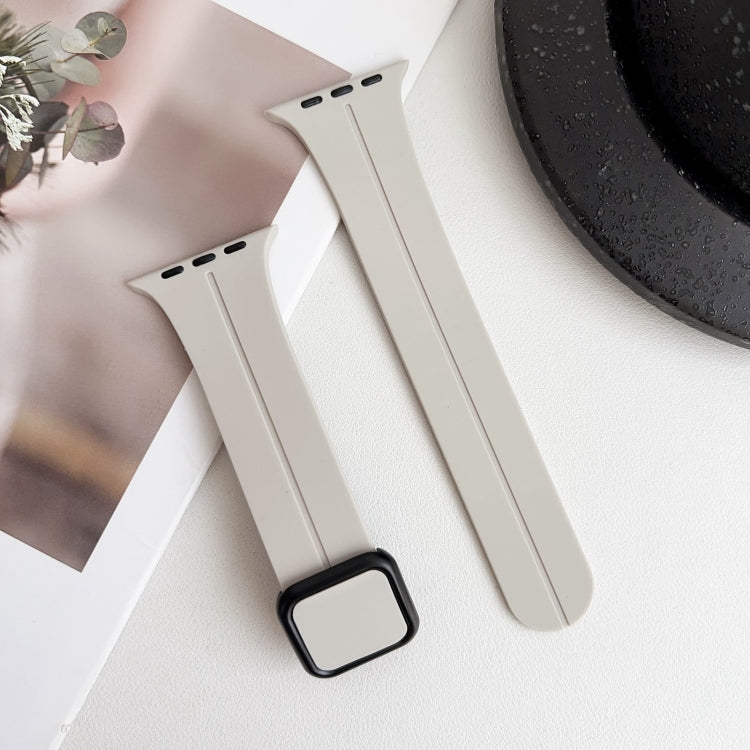 For Apple Watch 38mm Magnetic Square Buckle Silicone Watch Band(Starlight) - Watch Bands by PMC TechLife | Online Shopping South Africa | PMC TechLife