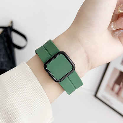 For Apple Watch Series 3 38mm Magnetic Square Buckle Silicone Watch Band(Alfalfa) - Watch Bands by PMC Jewellery | Online Shopping South Africa | PMC Jewellery