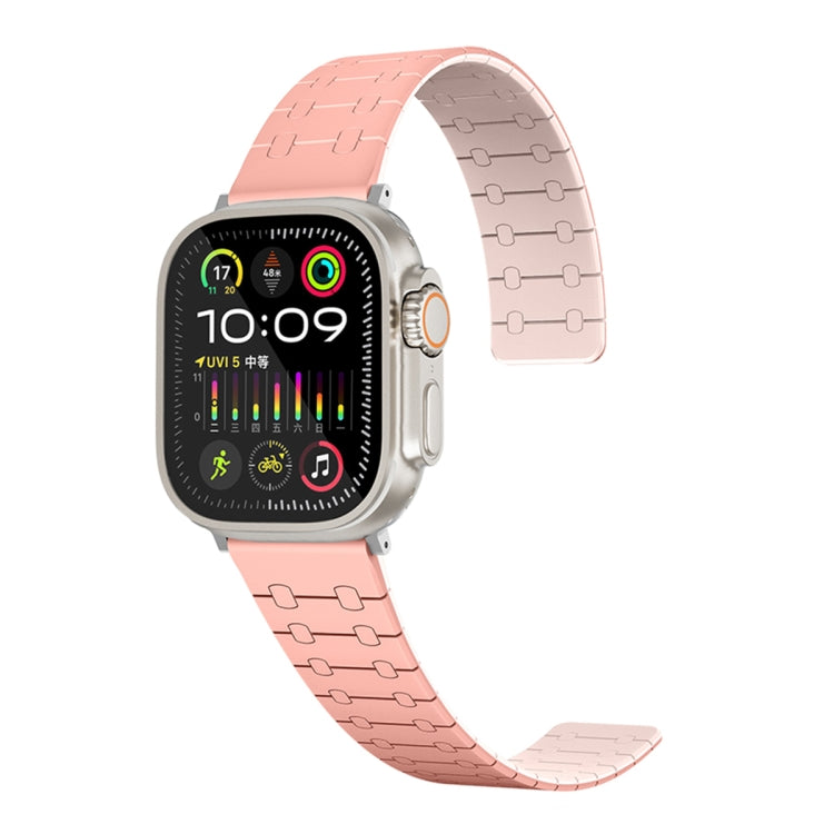 For Apple Watch Ultra 2 49mm Two Color Loop Magnetic Silicone Watch Band(Peach+Light Pink) - Watch Bands by PMC Jewellery | Online Shopping South Africa | PMC Jewellery