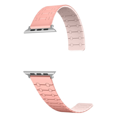 For Apple Watch Series 9 41mm Two Color Loop Magnetic Silicone Watch Band(Peach+Light Pink) - Watch Bands by PMC Jewellery | Online Shopping South Africa | PMC Jewellery