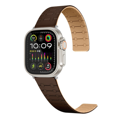 For Apple Watch Ultra 49mm Two Color Loop Magnetic Silicone Watch Band(Dark Brown+Light Brown) - Watch Bands by PMC Jewellery | Online Shopping South Africa | PMC Jewellery