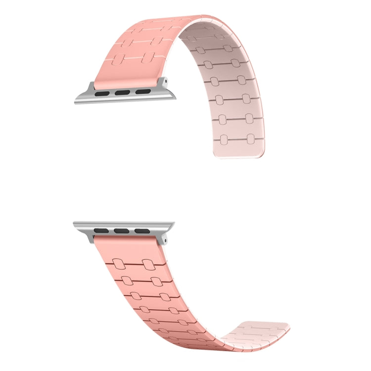 For Apple Watch Series 7 41mm Two Color Loop Magnetic Silicone Watch Band(Peach+Light Pink) - Watch Bands by PMC TechLife | Online Shopping South Africa | PMC TechLife