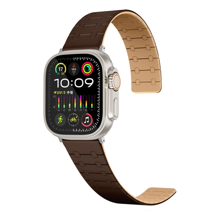 For Apple Watch Series 7 41mm Two Color Loop Magnetic Silicone Watch Band(Dark Brown+Light Brown) - Watch Bands by PMC Jewellery | Online Shopping South Africa | PMC Jewellery