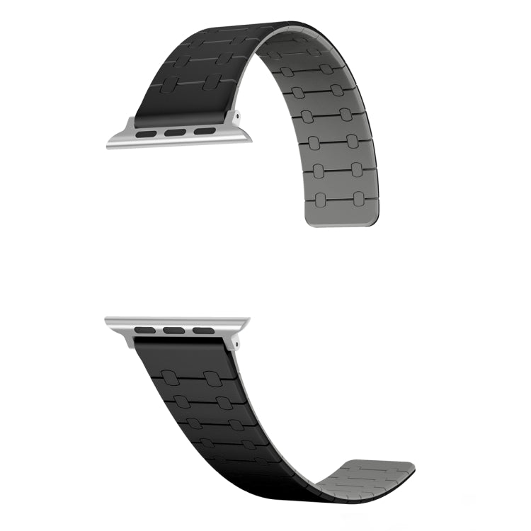 For Apple Watch Series 7 45mm Two Color Loop Magnetic Silicone Watch Band(Black+Grey) - Watch Bands by PMC Jewellery | Online Shopping South Africa | PMC Jewellery