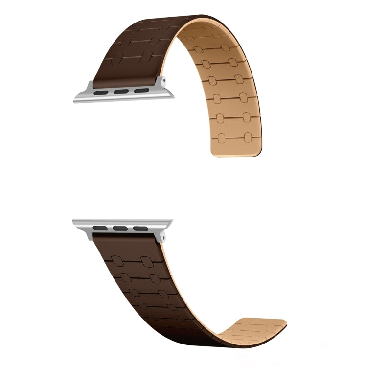 For Apple Watch SE 44mm Two Color Loop Magnetic Silicone Watch Band(Dark Brown+Light Brown) - Watch Bands by PMC TechLife | Online Shopping South Africa | PMC TechLife