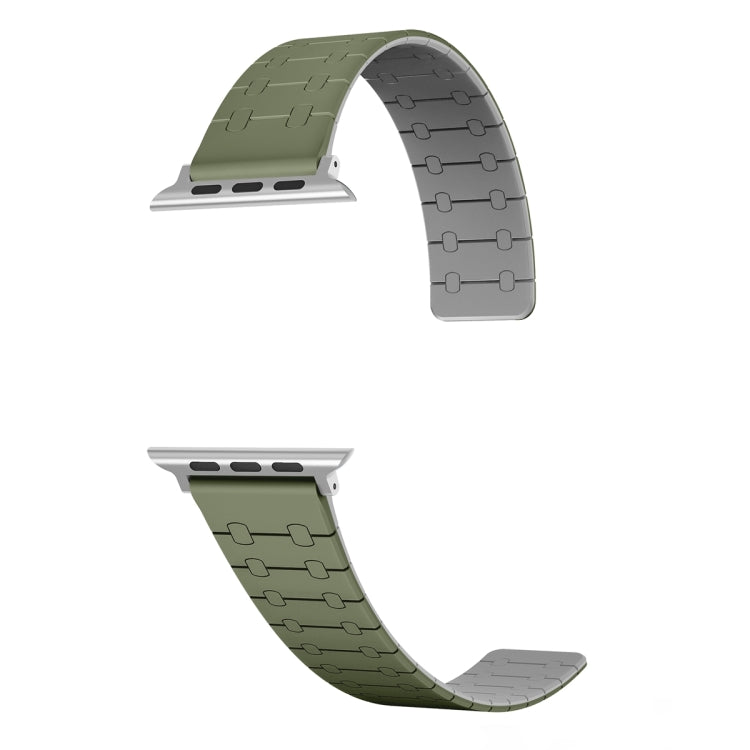 For Apple Watch Series 4 40mm Two Color Loop Magnetic Silicone Watch Band(Green+Grey) - Watch Bands by PMC TechLife | Online Shopping South Africa | PMC TechLife