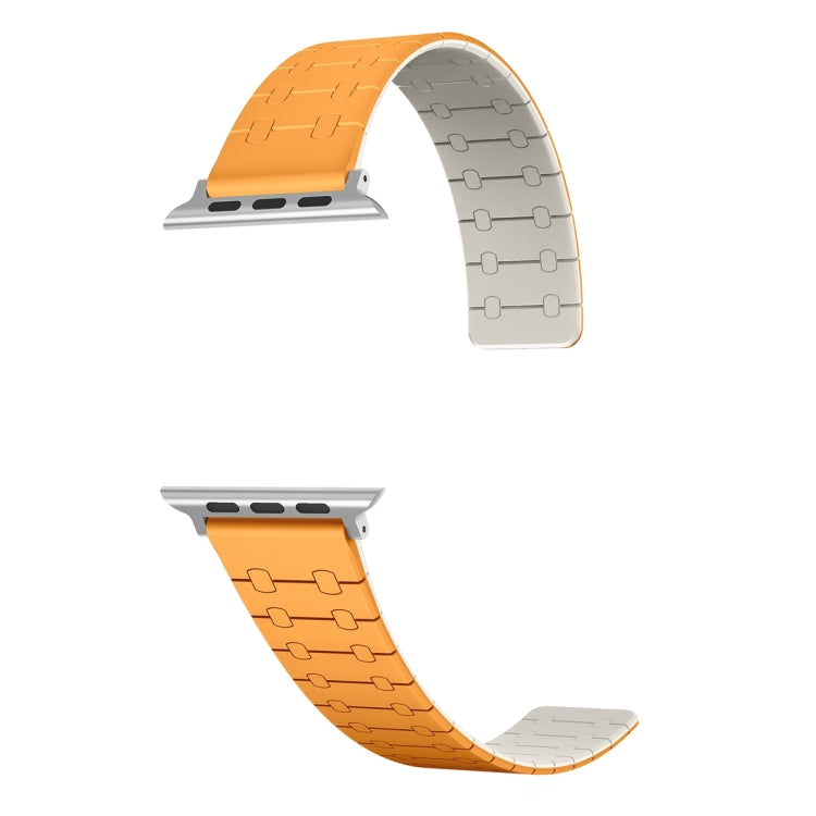 For Apple Watch Series 3 38mm Two Color Loop Magnetic Silicone Watch Band(Orange+Starlight) - Watch Bands by PMC Jewellery | Online Shopping South Africa | PMC Jewellery