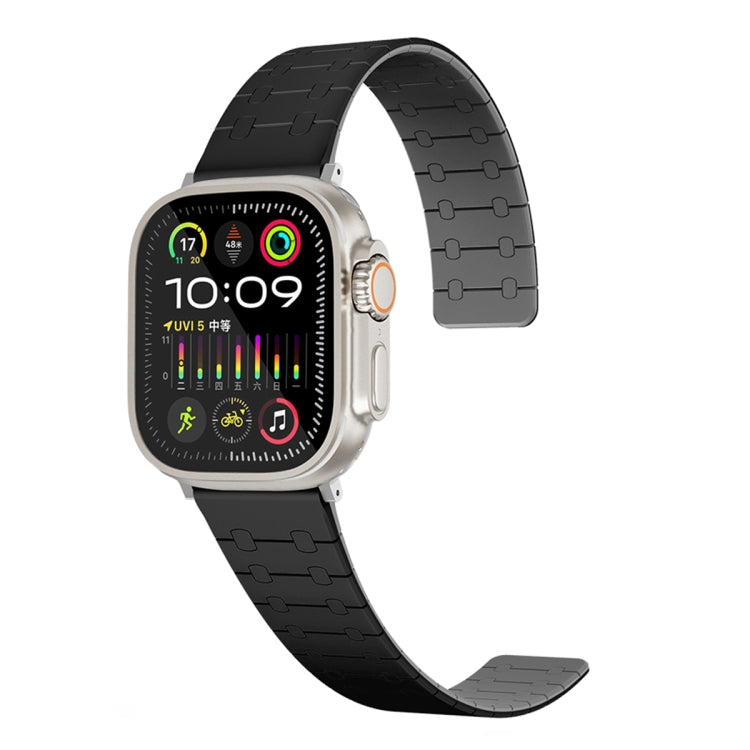 For Apple Watch 42mm Two Color Loop Magnetic Silicone Watch Band(Black+Grey) - Watch Bands by PMC TechLife | Online Shopping South Africa | PMC TechLife