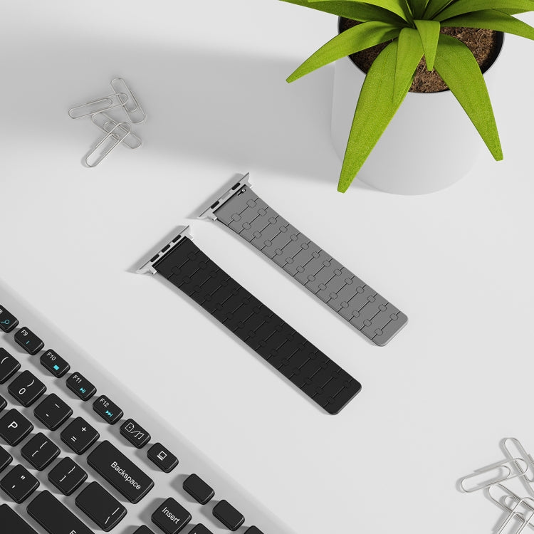 For Apple Watch 42mm Two Color Loop Magnetic Silicone Watch Band(Black+Grey) - Watch Bands by PMC TechLife | Online Shopping South Africa | PMC TechLife