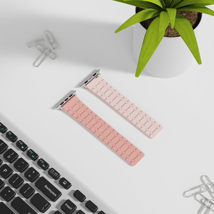 For Apple Watch 38mm Two Color Loop Magnetic Silicone Watch Band(Peach+Light Pink) - Watch Bands by PMC TechLife | Online Shopping South Africa | PMC TechLife
