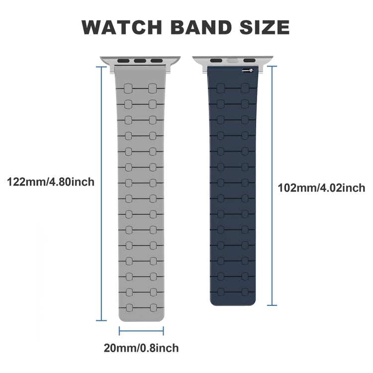 For Apple Watch 42mm Two Color Loop Magnetic Silicone Watch Band(Khaki+Light Green) - Watch Bands by PMC TechLife | Online Shopping South Africa | PMC TechLife