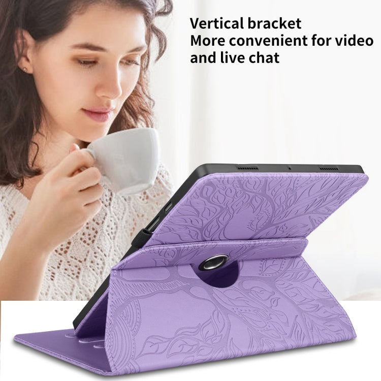 For Honor Pad 9 Tree Life Embossed Rotation Leather Tablet Case(Purple) - Honor by PMC TechLife | Online Shopping South Africa | PMC TechLife | Buy Now Pay Later Mobicred