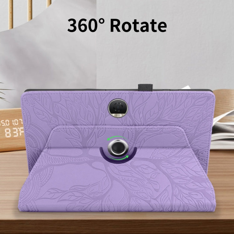 For Honor Pad 9 Tree Life Embossed Rotation Leather Tablet Case(Purple) - Honor by PMC TechLife | Online Shopping South Africa | PMC TechLife | Buy Now Pay Later Mobicred