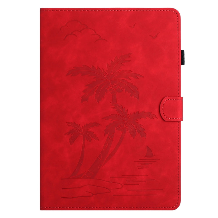 For Samsung Galaxy Tab S9 X710/X716B/X718U Coconut Tree Embossed Smart Leather Tablet Case(Red) - Galaxy Tab S9 Cases by PMC Jewellery | Online Shopping South Africa | PMC Jewellery | Buy Now Pay Later Mobicred